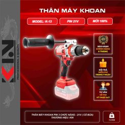 Thân máy khoan pin 3 chức năng Kin K-13 (21V - Đầu 13 - Có búa)