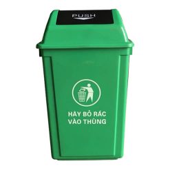 Thùng rác nắp lật PUSH 100L (Màu: Xanh , xám)