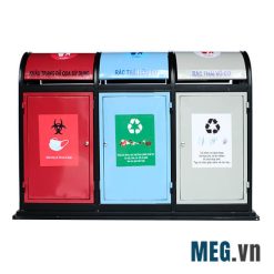 Thùng rác ngoài trời 3 ngăn A58 - O