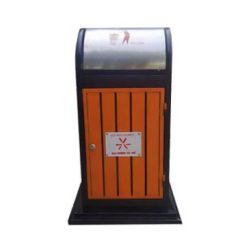 Thùng rác ngoài trời A78-B (thùng thép – nan nhựa giả gỗ)