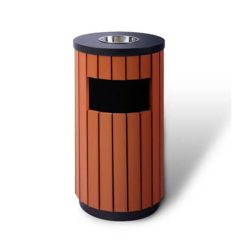 Thùng rác ngoài trời A78-C (thùng thép – Nan nhựa giả gỗ)