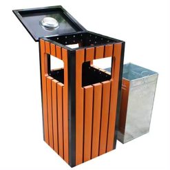 Thùng rác ngoài trời A78-N (Thùng thép - Nan nhựa giả gỗ)