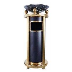 Thùng rác inox mạ vàng gạt tàn tròn (KT: Ø35 x H78cm)