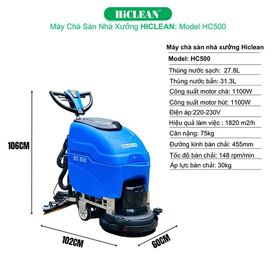 Máy chà sàn liên hợp HiClean HC 500 (Màu xanh) (4)