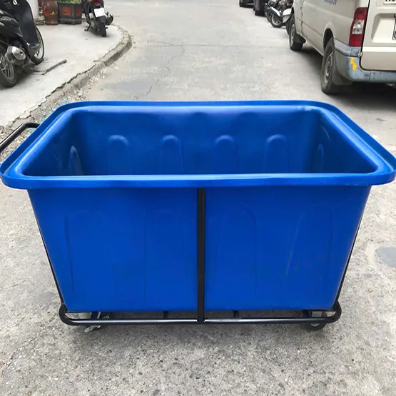Xe chở đồ giặt là 400 lít (nhựa xanh – khung thép) (4)