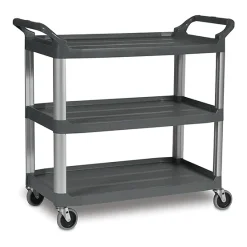 Xe đẩy phục vụ nhà hàng 3 tầng Rubbermaid FG409100GRAY