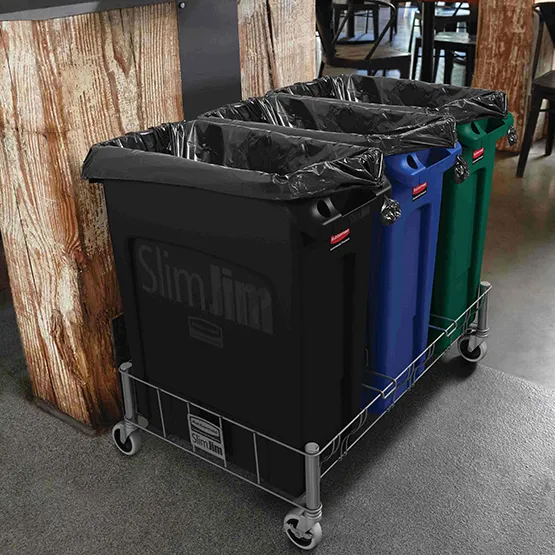 Xe đẩy thùng chứa Rubbermaid Slim Jim® – Thép không gỉ (10)