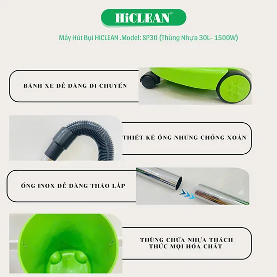 Máy hút bụi văn phòng HiClean SP30 (1500W - 30 lít) (7)