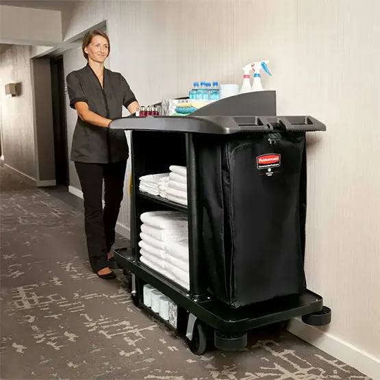 Xe làm vệ sinh buồng phòng tay đẩy 1 bên Rubbermaid FG619000BLA (7)